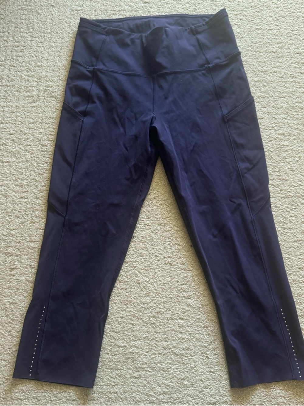 Lululemon Fast and Free Crop Dark Purple Leggings Size 8 - Picture 3 of 5